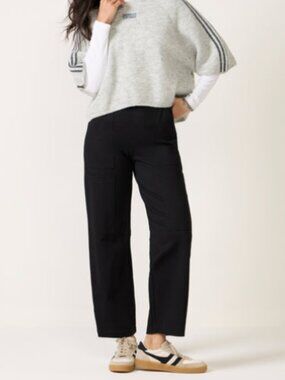 Evereve Sanctuary Utility Ponte Barrel Pant Black Small